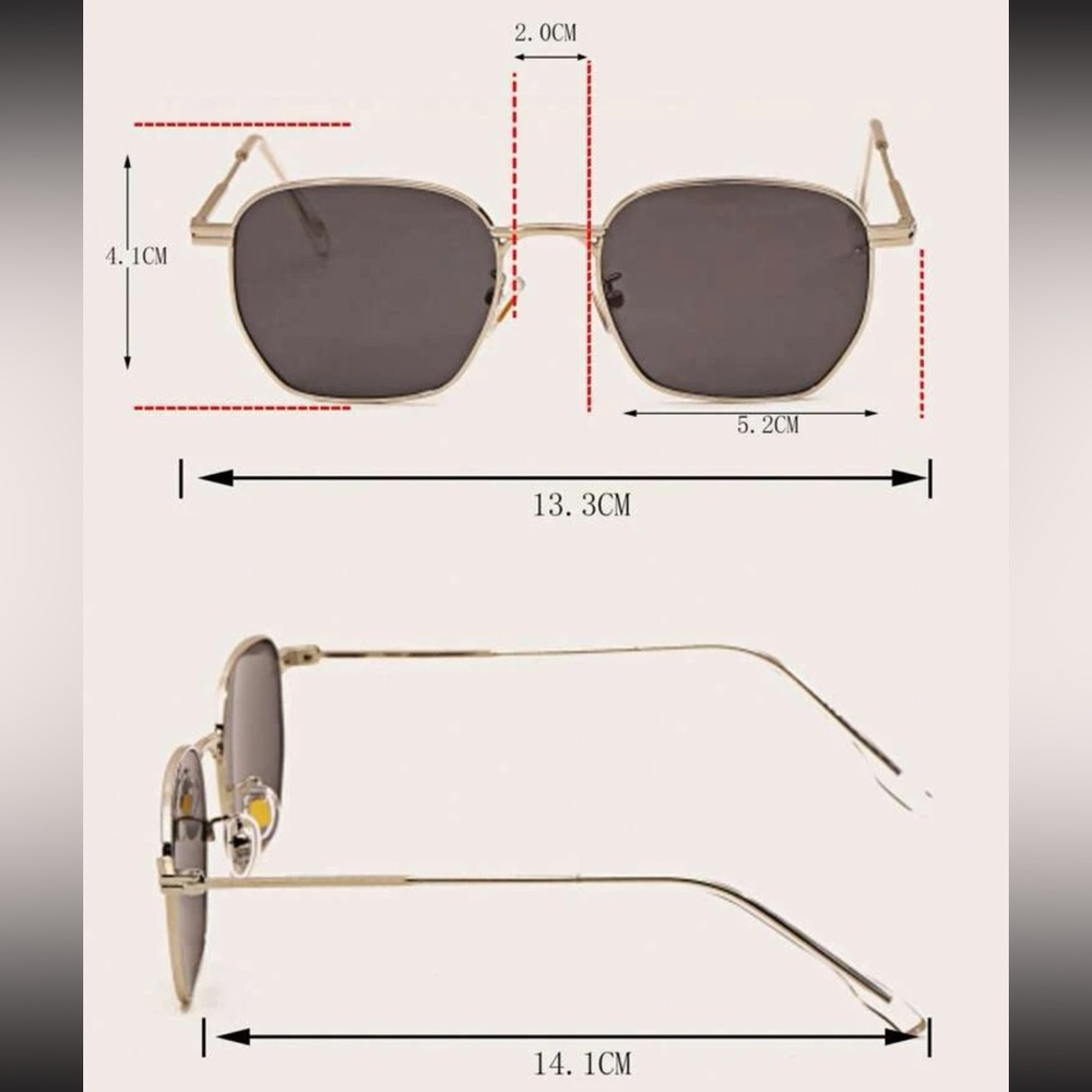 Retro Large Square Grey Lens Sunglasses in Silver Metal OS New - Picture 6 of 6